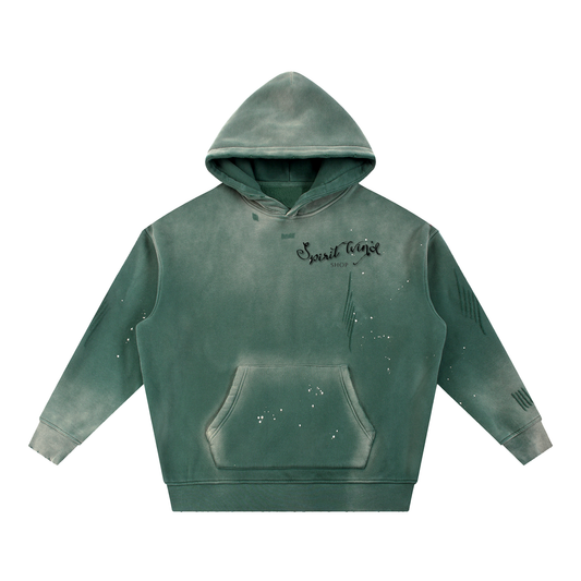 Vintage Washed Frayed Fleece Hoodie